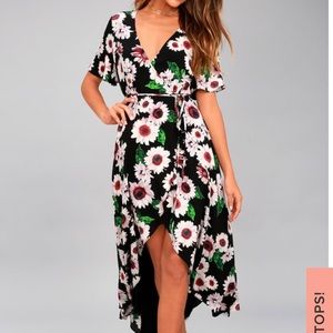 Lulus high-low floral wrap dress
